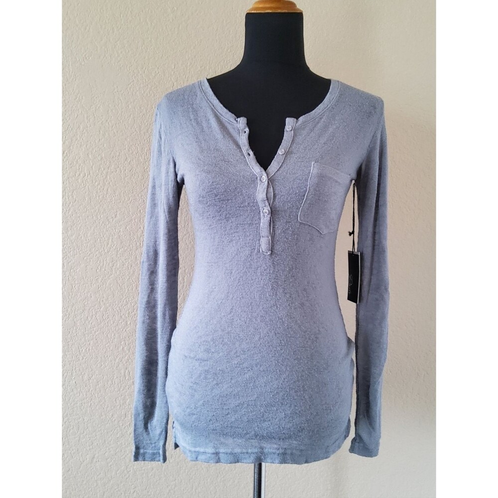 Rails Long Sleeve Henley Pocket Top Grey NWT